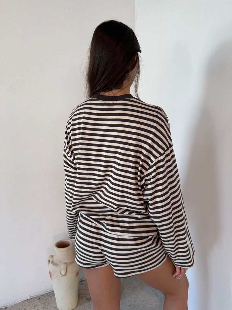 Stripe LS Top & Short Set