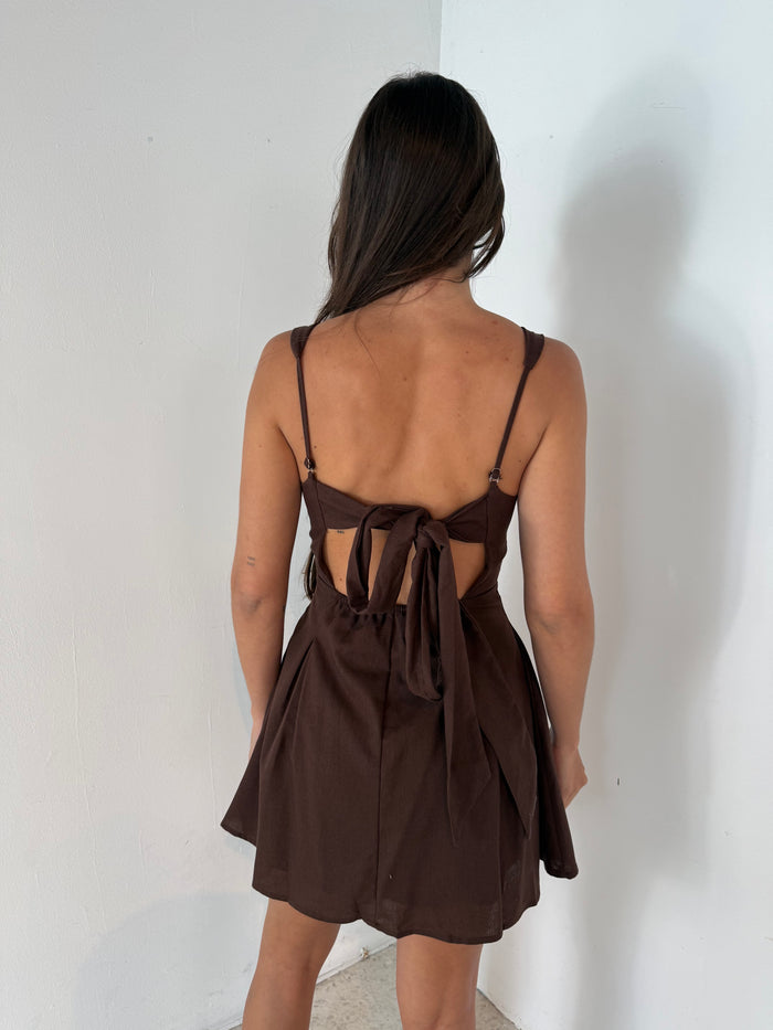 Choco Linen Mini Dress