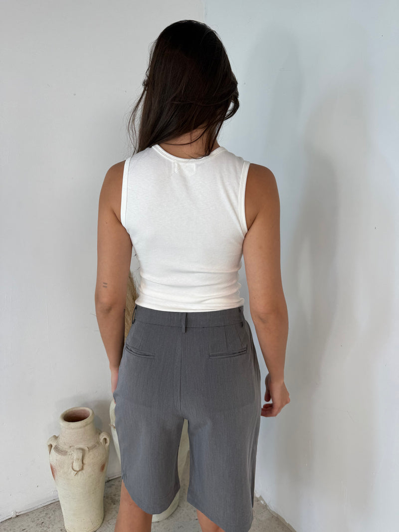 White Ribbed Tank Top