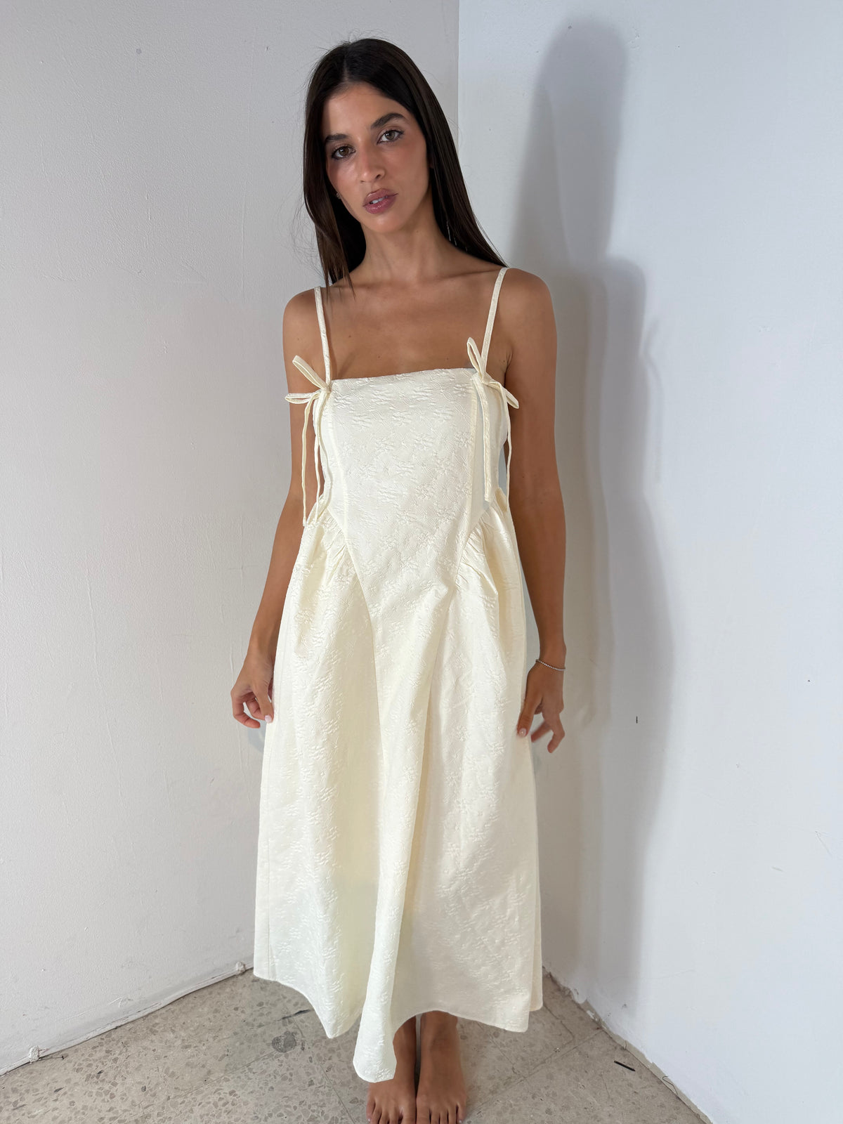 Ivory Detail Maxi Dress
