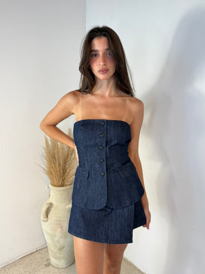 Denim 2pc Short Set