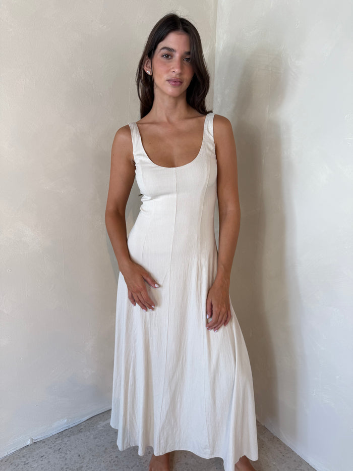Stretchy Linen Midi Dress
