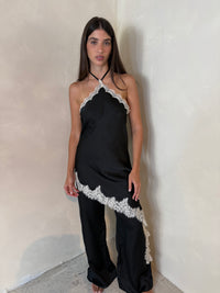 Satin Lace Halter Jumpsuit