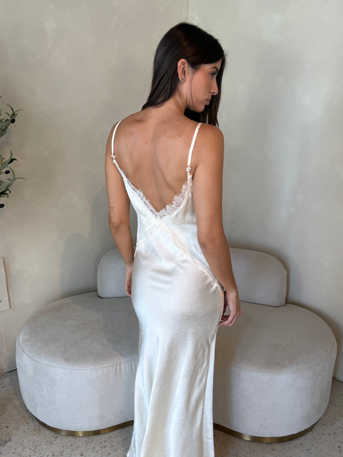 Satin Lace Maxi Dress