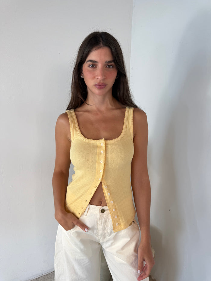 Button Down Square Neck Tank