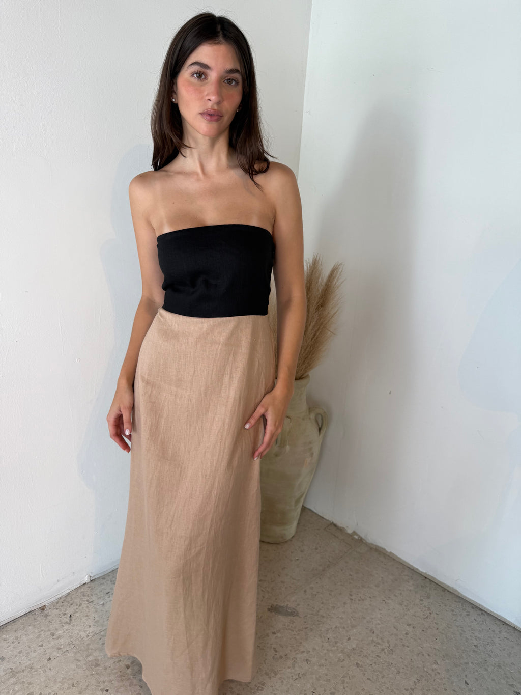 Linen Two Tone Tube Dress