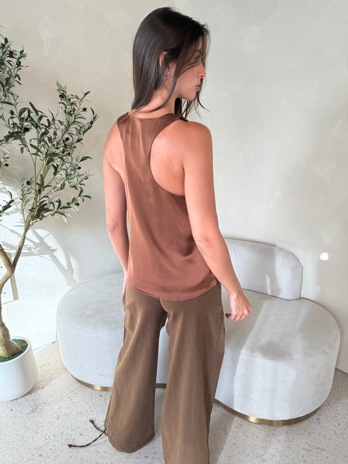 Brown Lotus Denim Pants