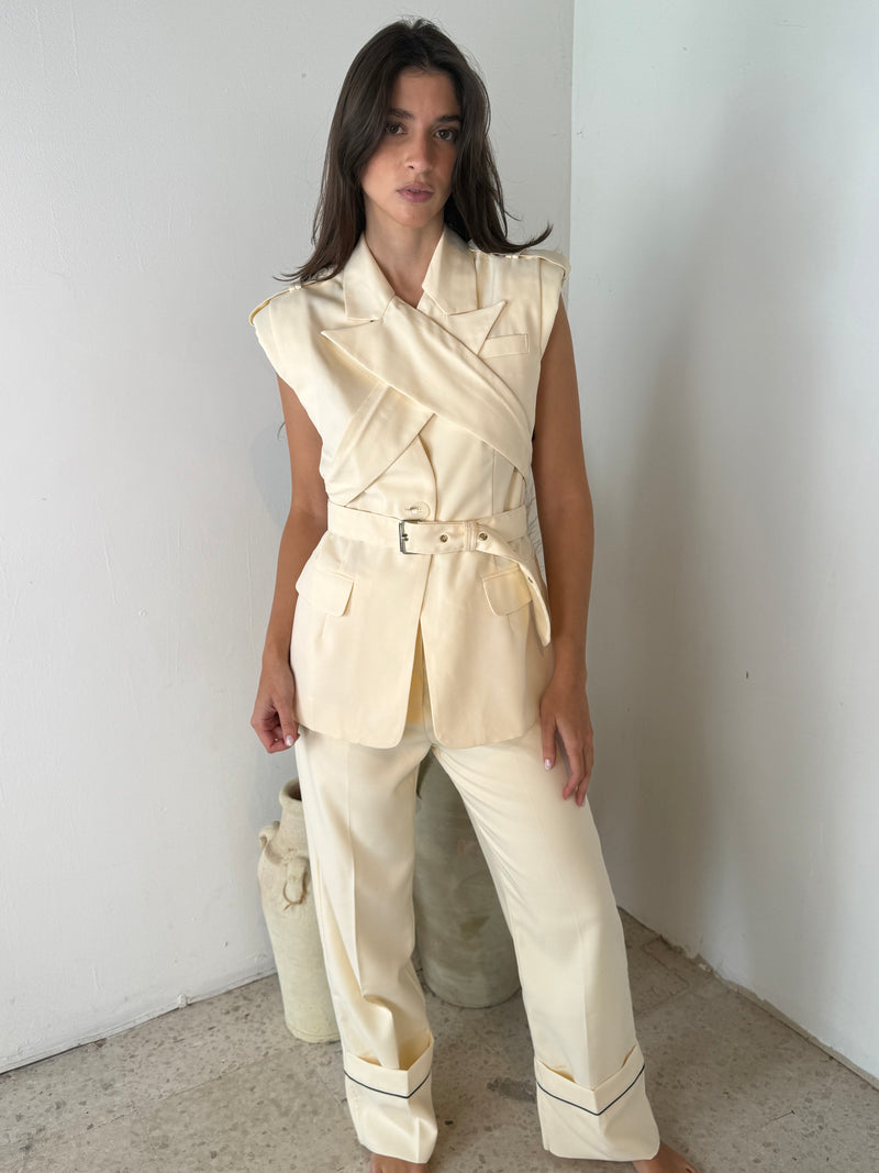 Eggshell Blazer Vest & Pant Set