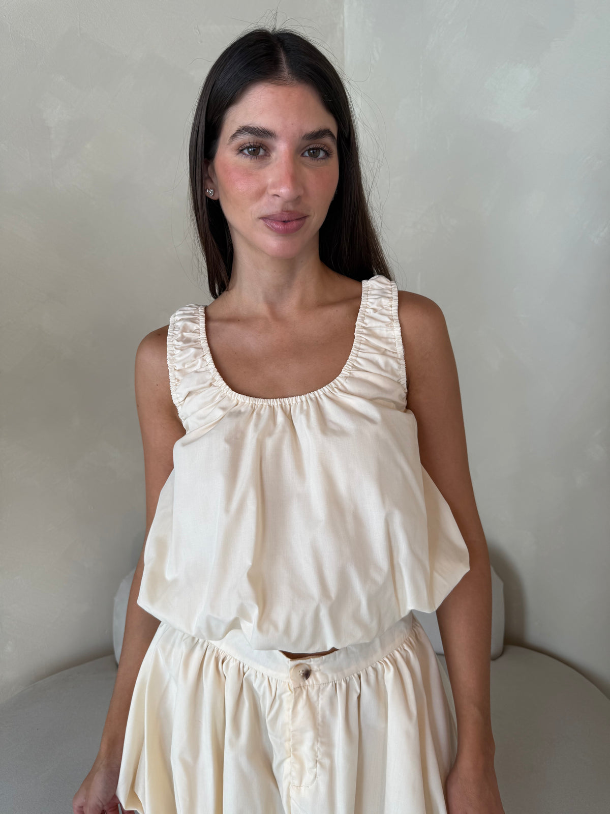 Cream Ruched Set