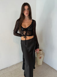 Black Bias Maxi Skirt