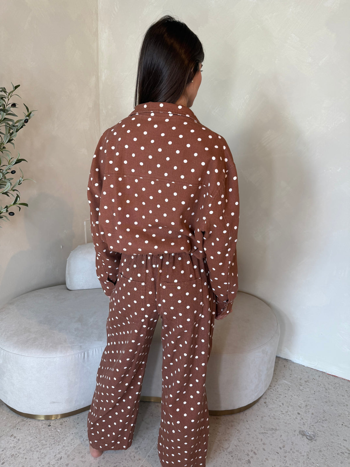 Rust Polka Jacket & Barrel Pants Set