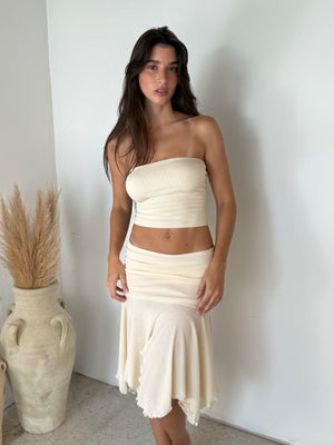Asymmetrical Hem Mesh Skirt