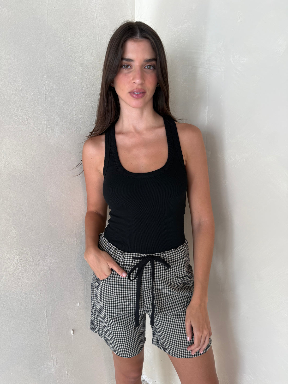 Black Gingham Shorts