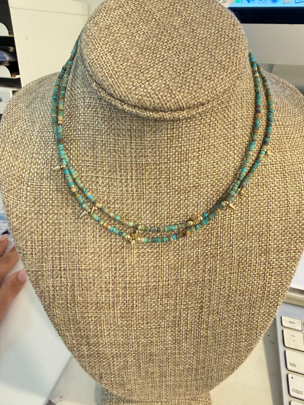 Turquoise Necklace with Spikes