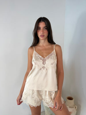 Lace Embroidered Cami & Short Set