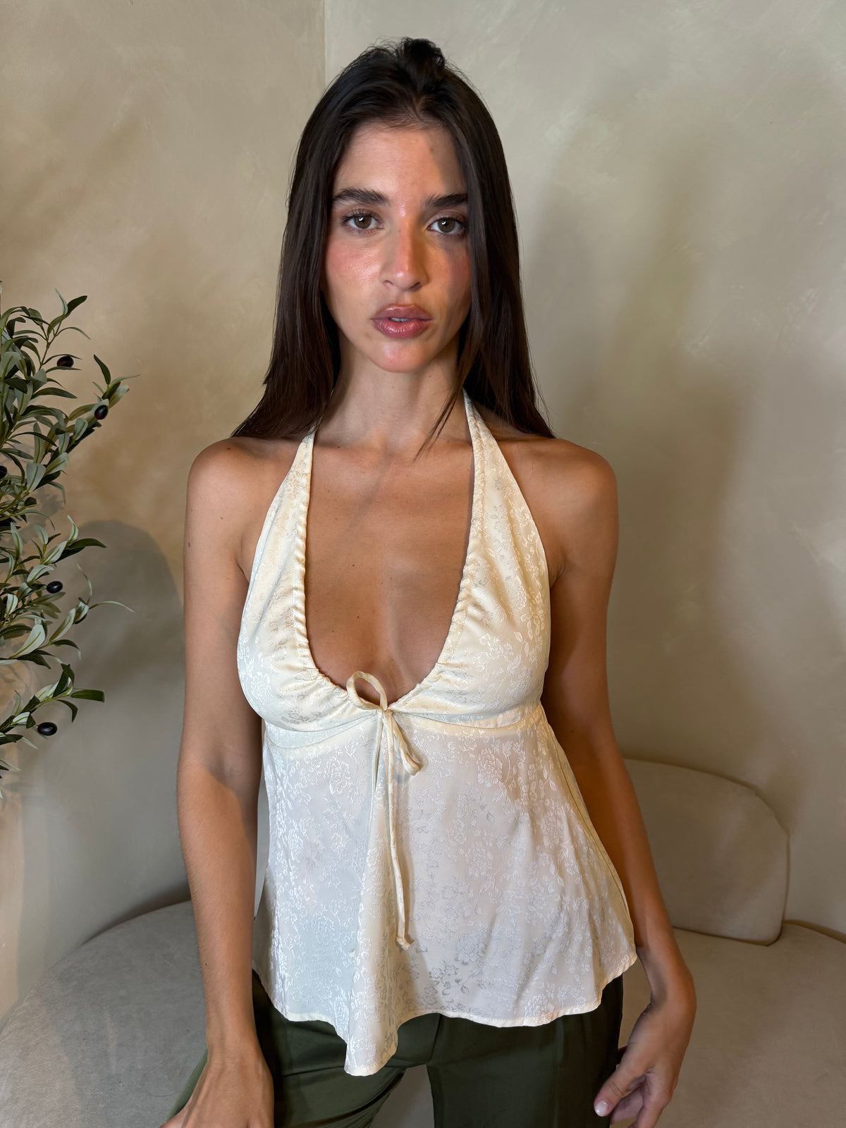 Halter Satin Print Top