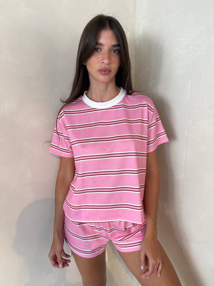 Pink Ivory Stripe Lounge Set