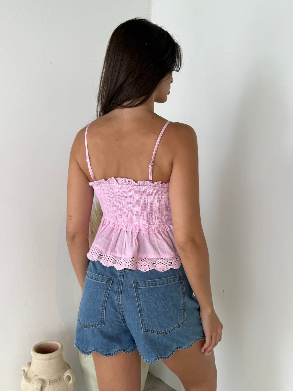 Dark Denim Scallop Short