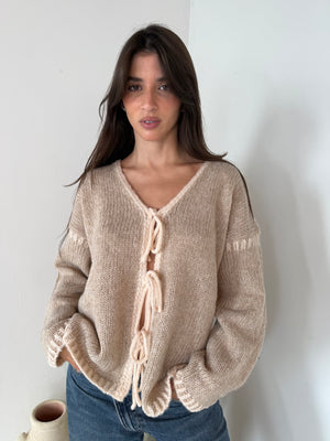 Knitted Tie Cardigan Top