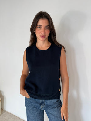 Navy Gold Detail Top