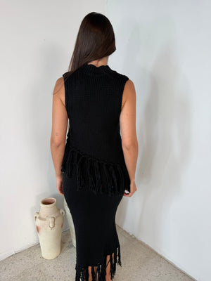 Black Sweater Fringe Set