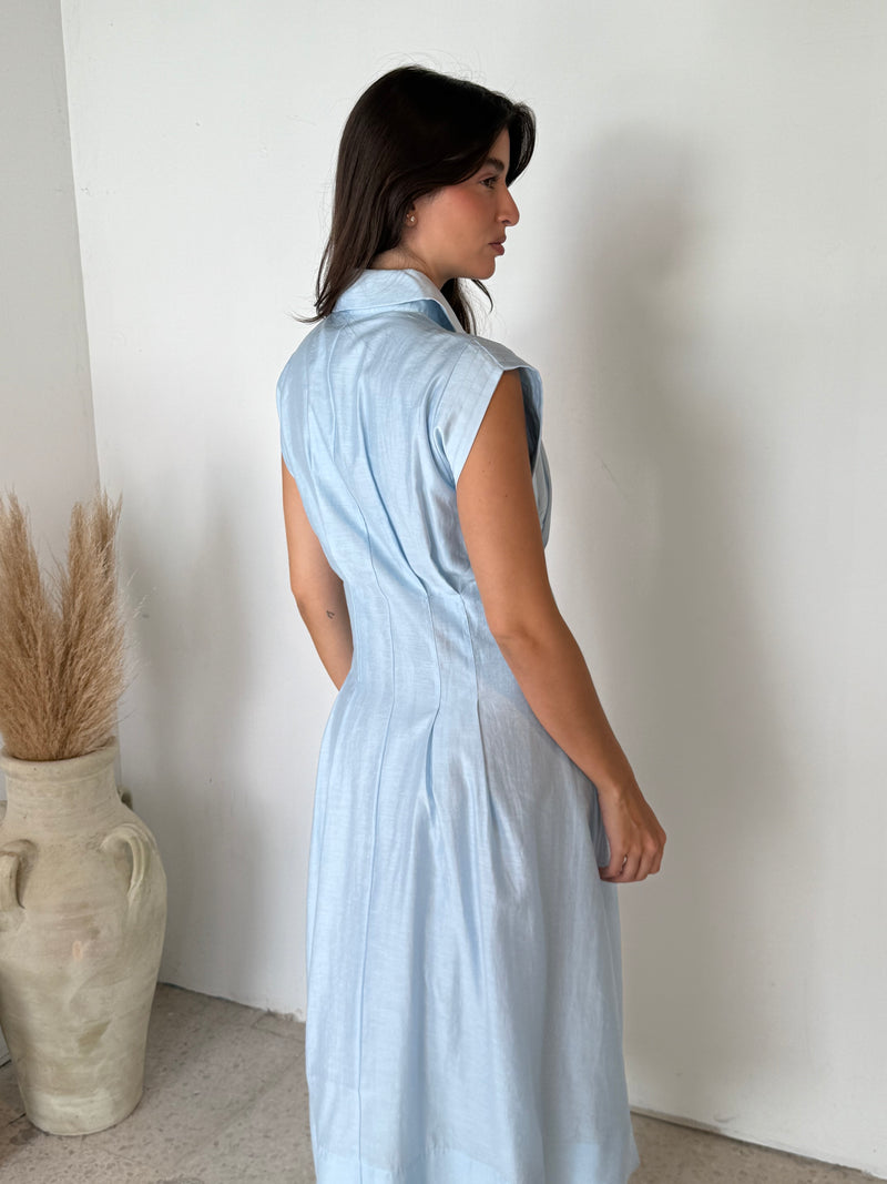 Sky Blue Buttondown Dress