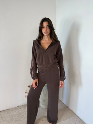 Brown Scuba Jacket & Pant Set