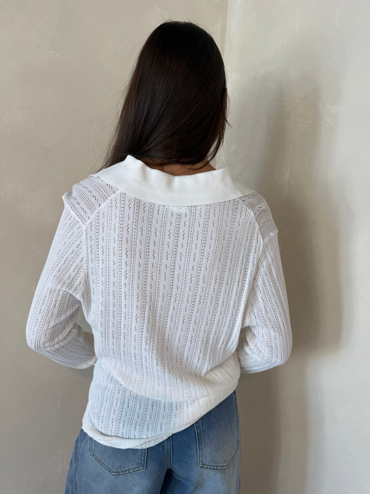Ivory Textured LS Top