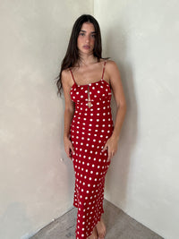 Polka Linen Midi Dress