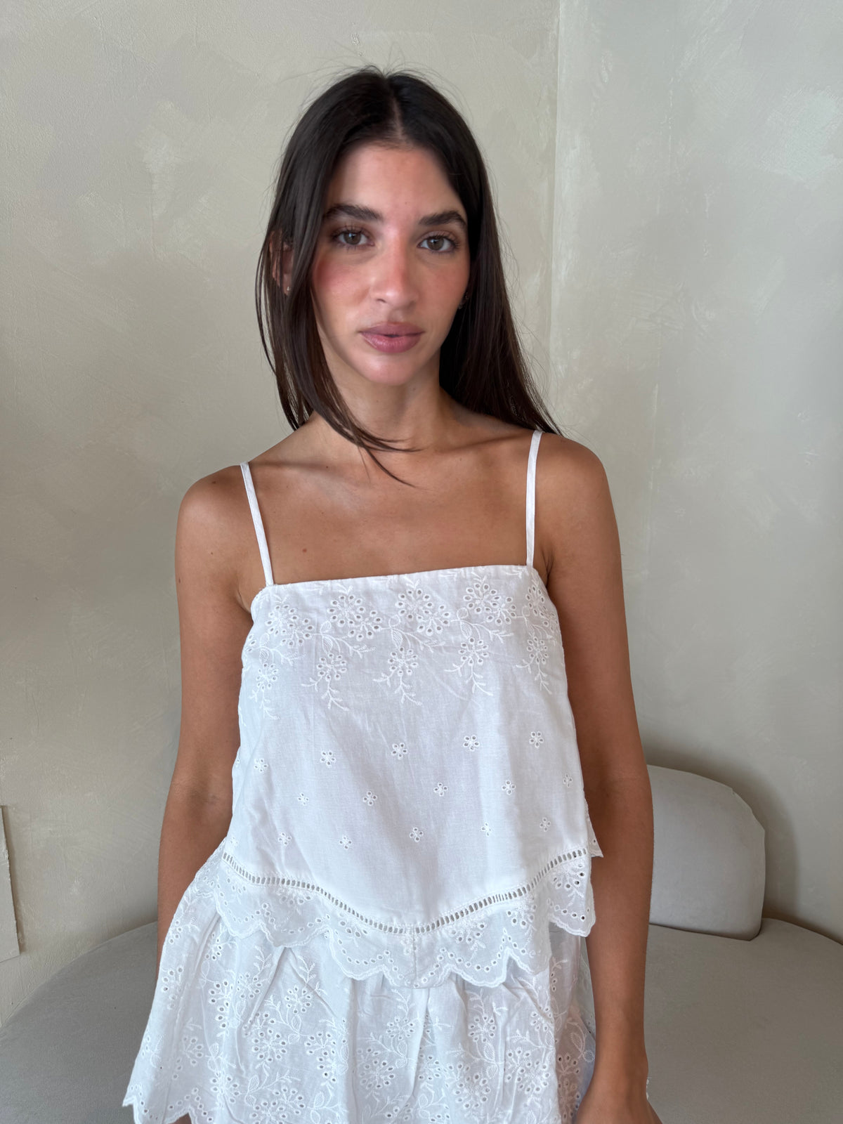 White Eyelet Skort Set