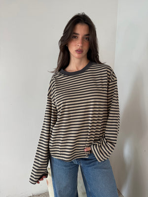 Oversized Stripe LS Top
