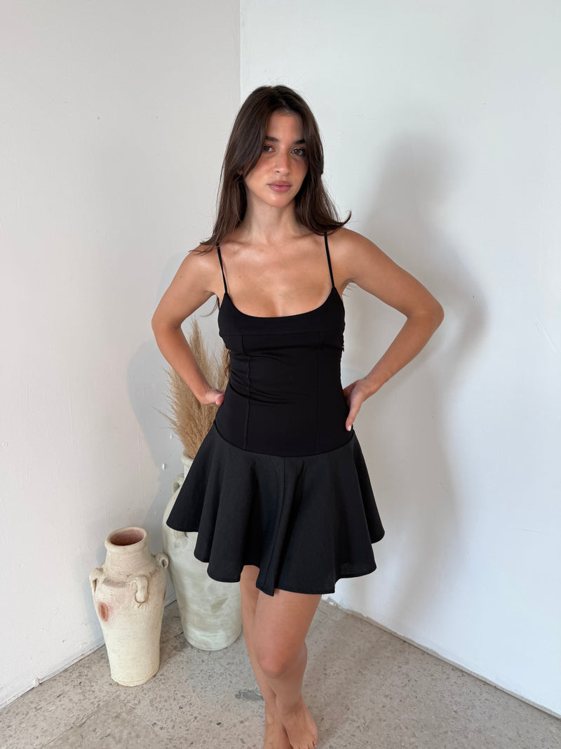 Solid Flare Mini Dress