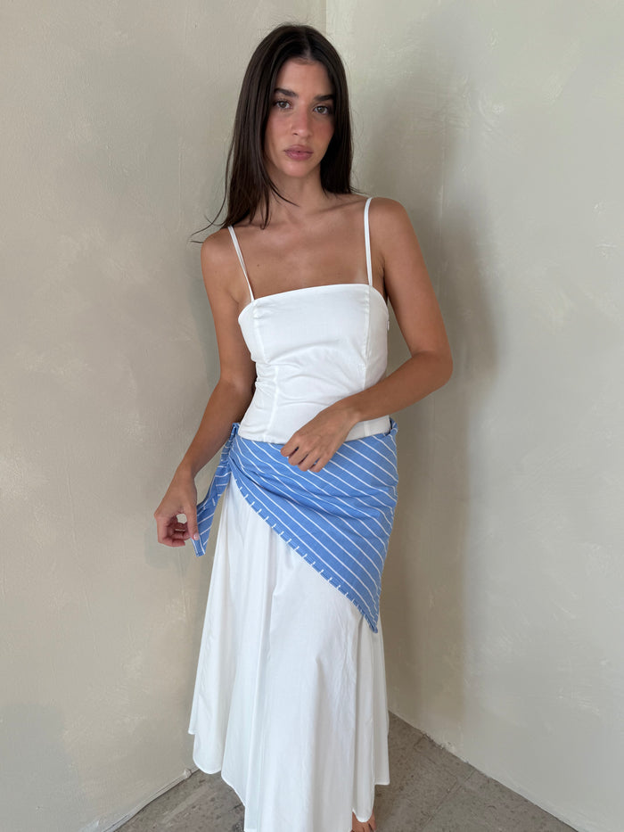 White Maxi Scarf Tie Dress