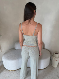 Grey Yellow Striped Lounge Set