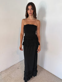 Ruffled Smocked Low Waist Maxi Dress