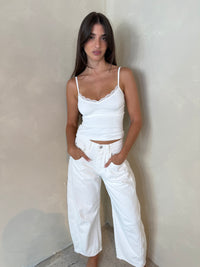 White Denim Barrel Jeans