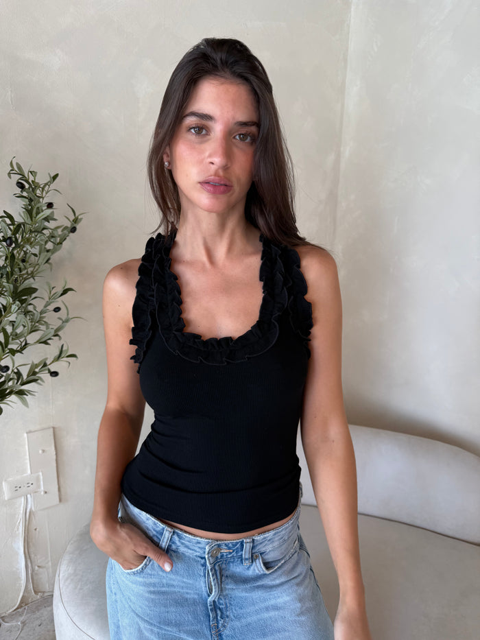 Black Ruffle Tank