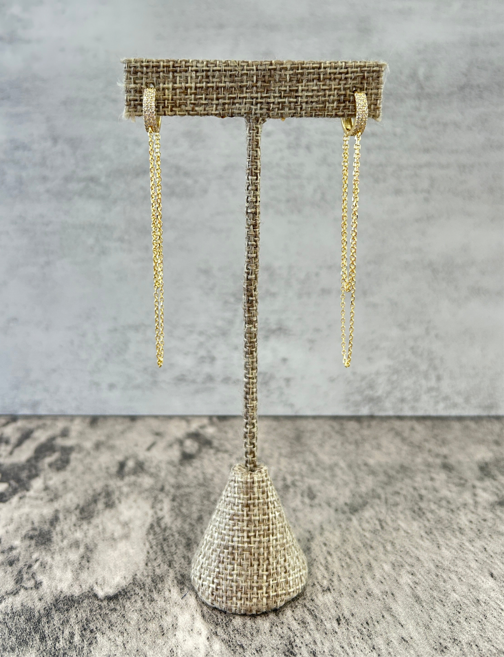 Long Chain Huggies Earrings