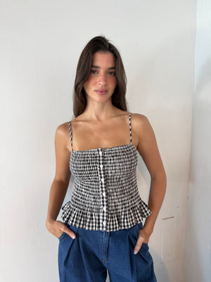 Smocked Gingham Top
