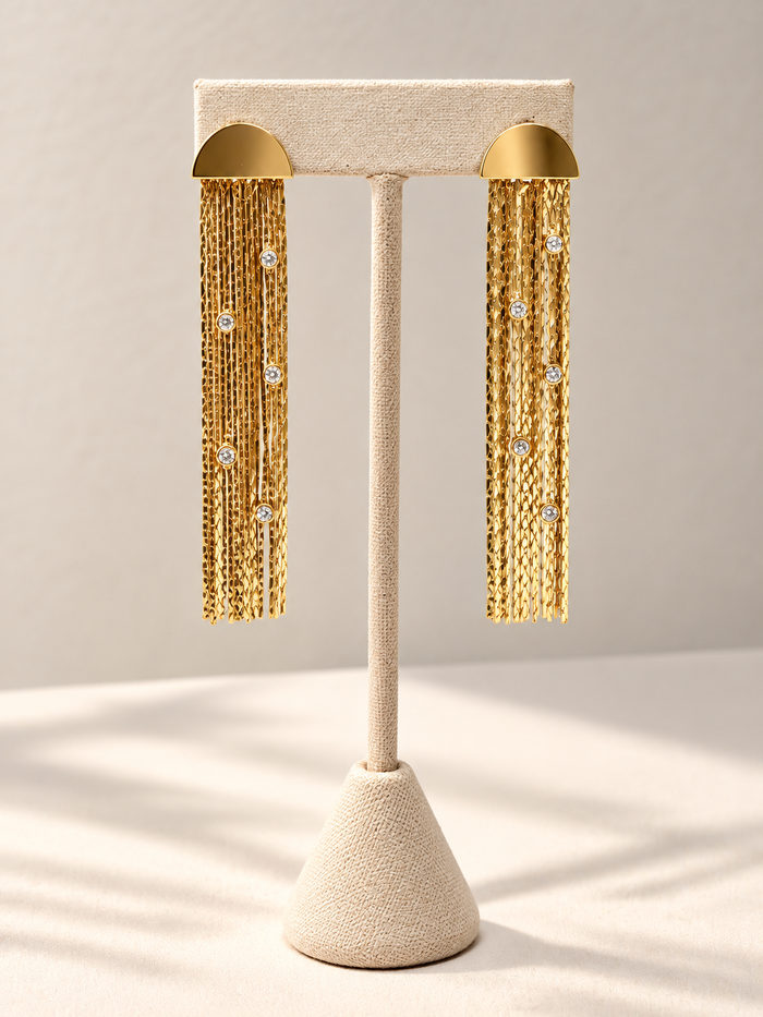 Golden Cascade Tassel Earrings