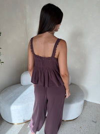 Choco Eyelet Top & Pant Set