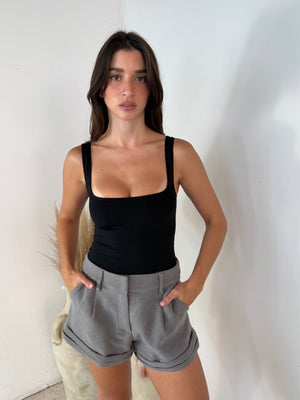 Shorts With Contrast Pu Leather Trim