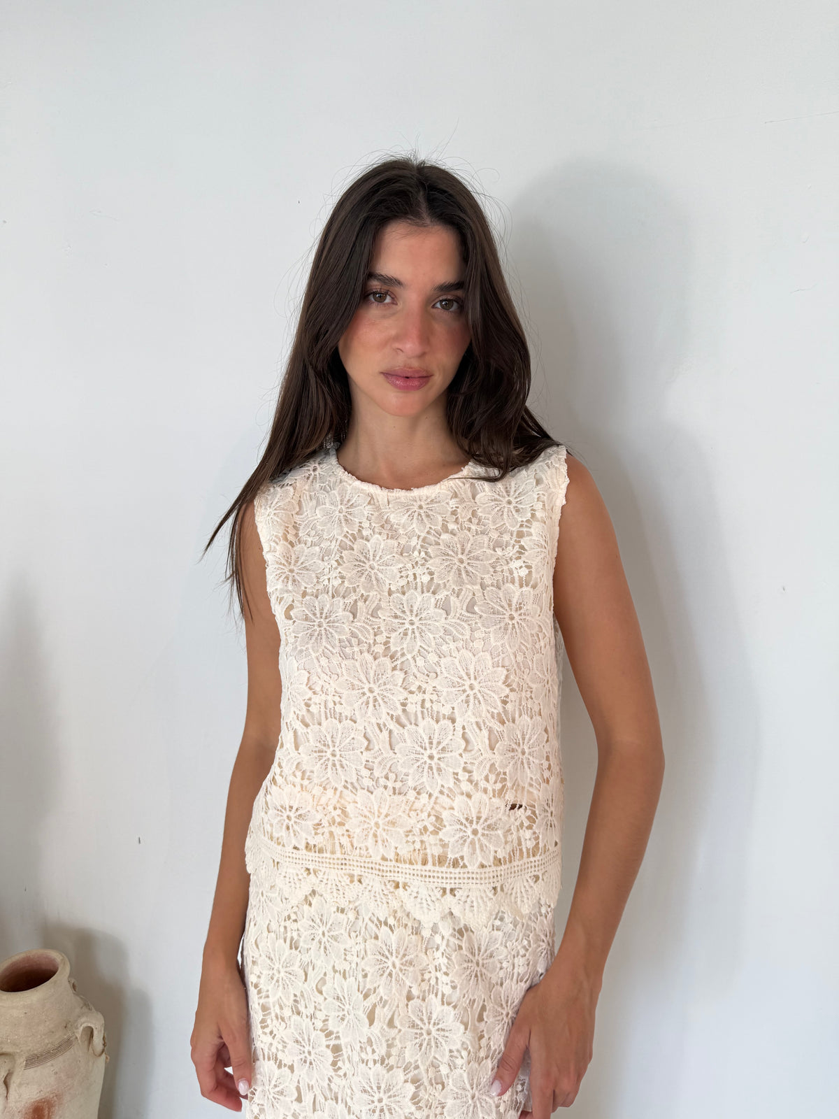 Crochet Sleeveless Top And Skirt Set