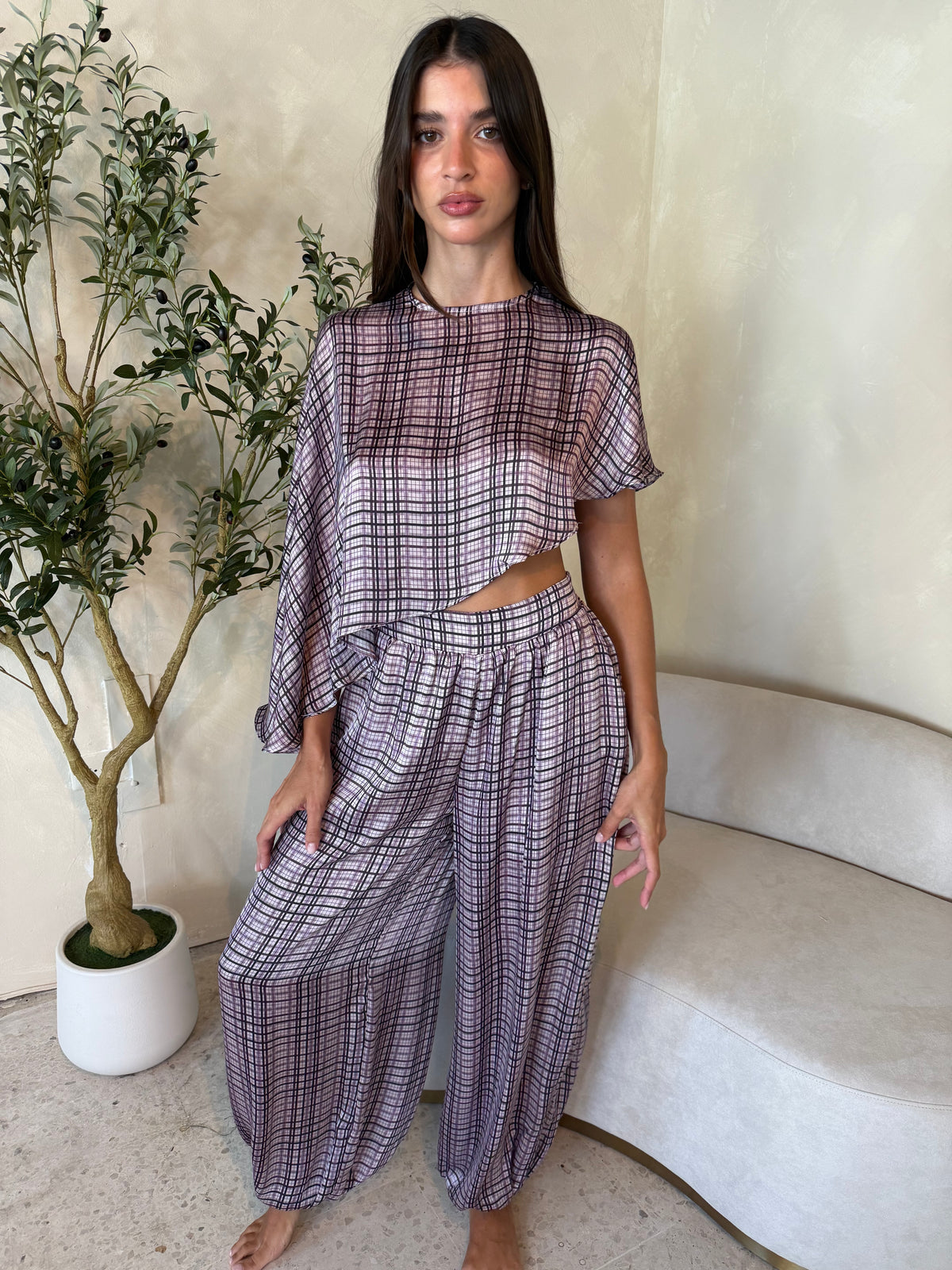 Plaid Top & Pant Set