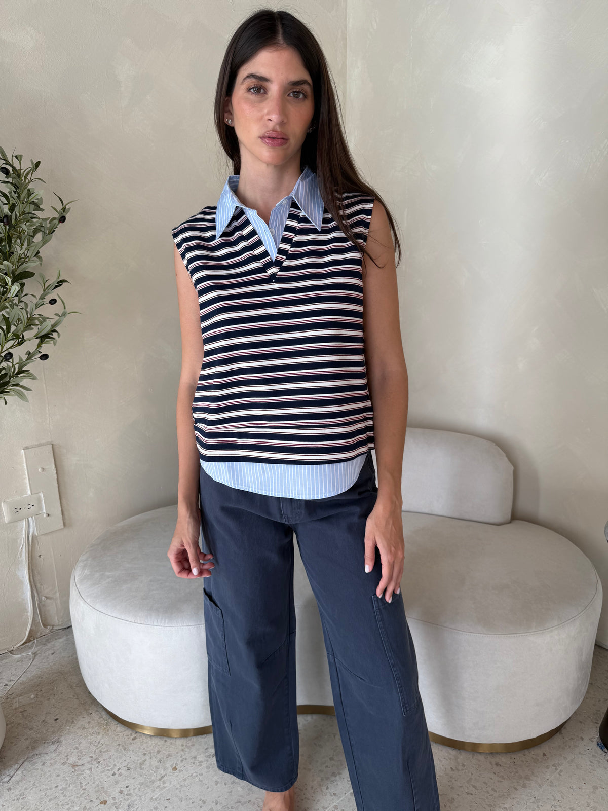 Washed Cargo Navy Pants