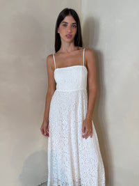 White Lace Strappy Midi Dress