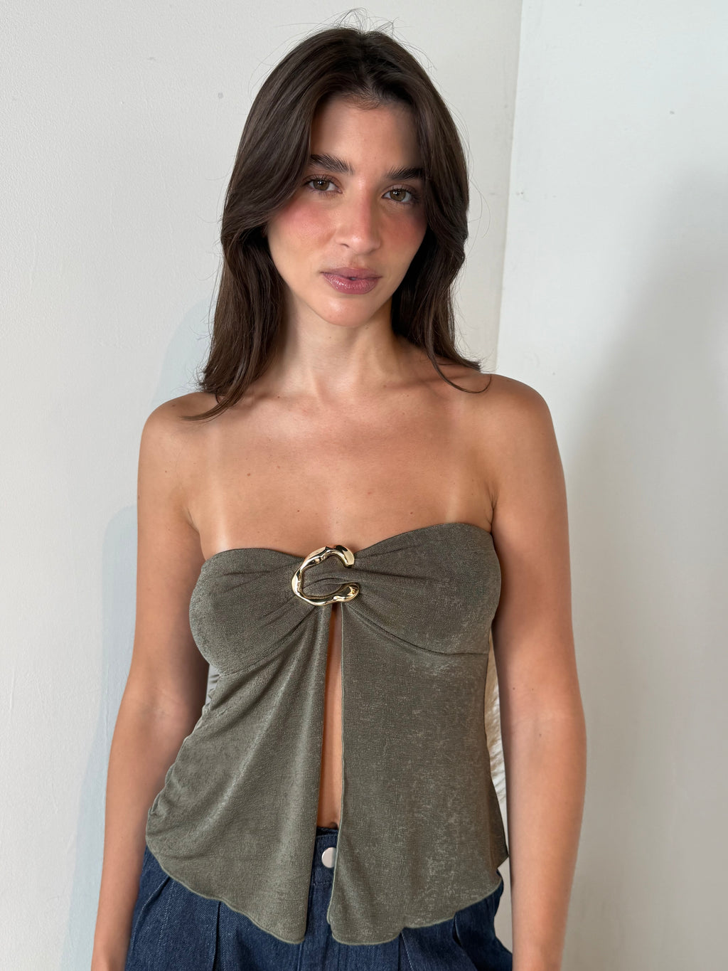 Olive Slinky Tube Top