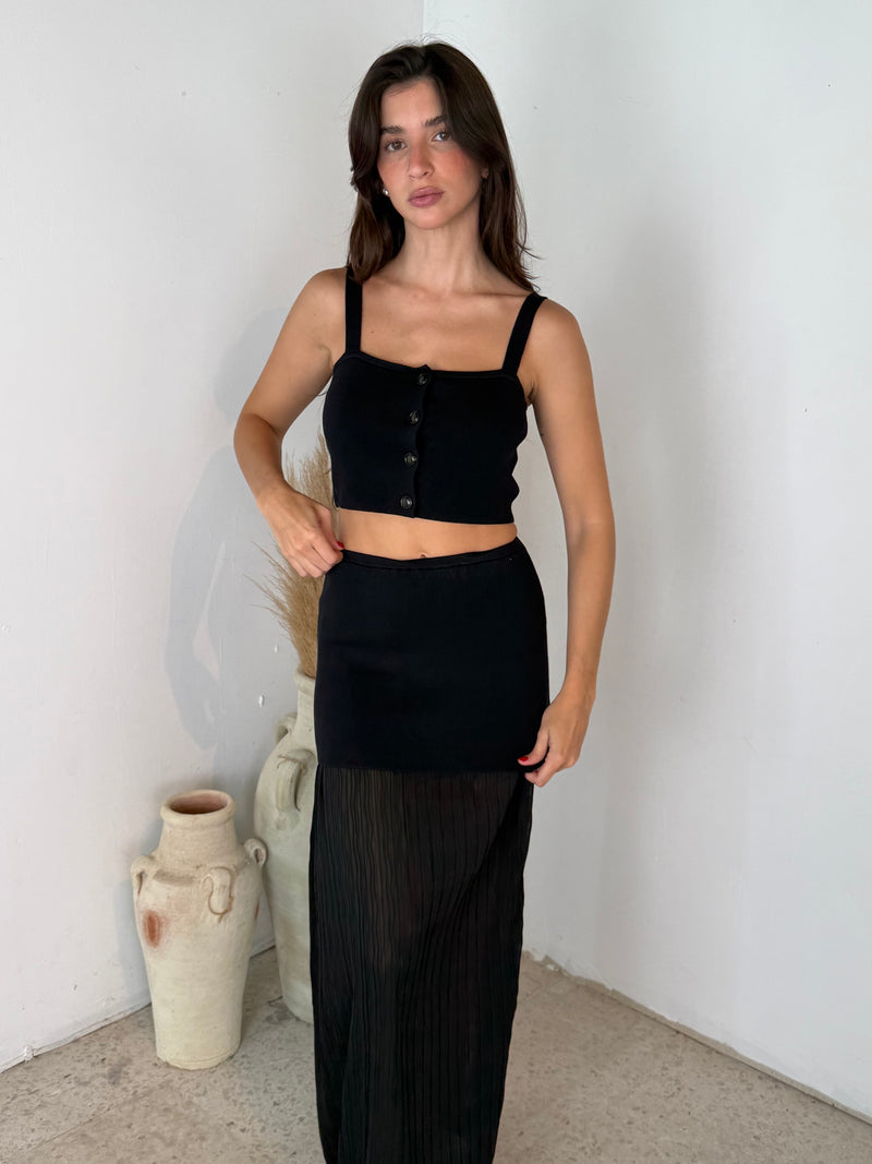 Button Crop Top & Skirt Set