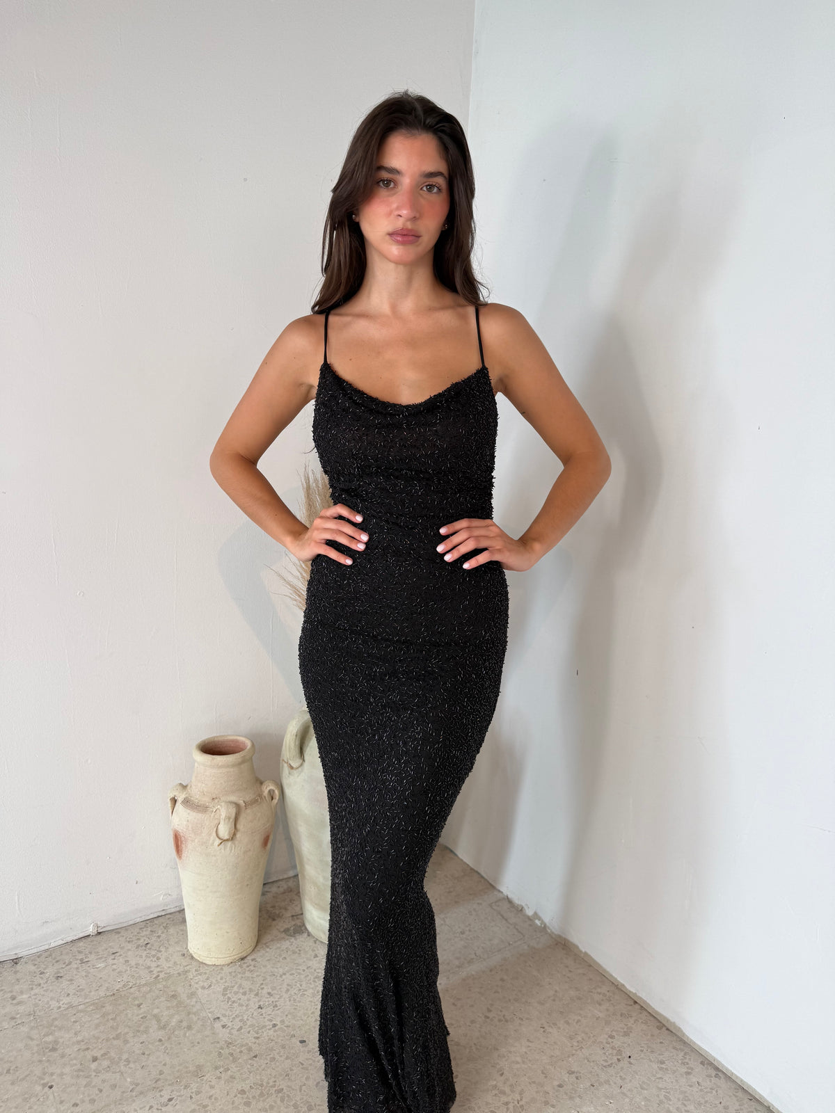 Black Sequin Long Dress
