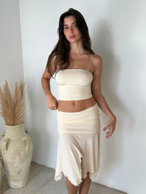 Asymmetrical Hem Mesh Skirt